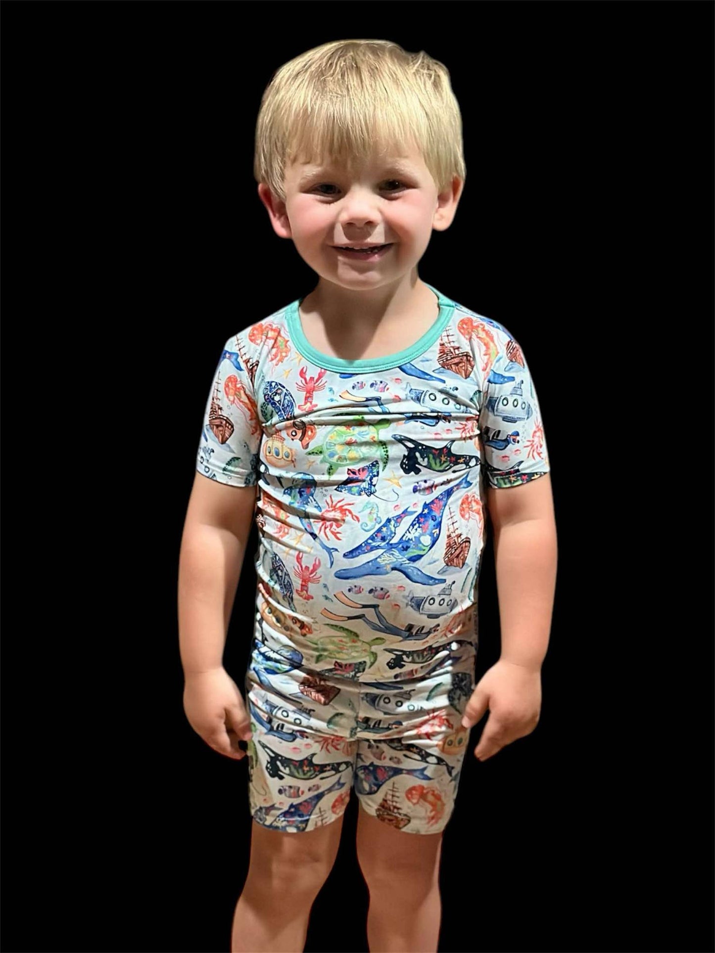 Tiny Sea Treasures Two-Piece Pajamas Short Sleeved and Shorts