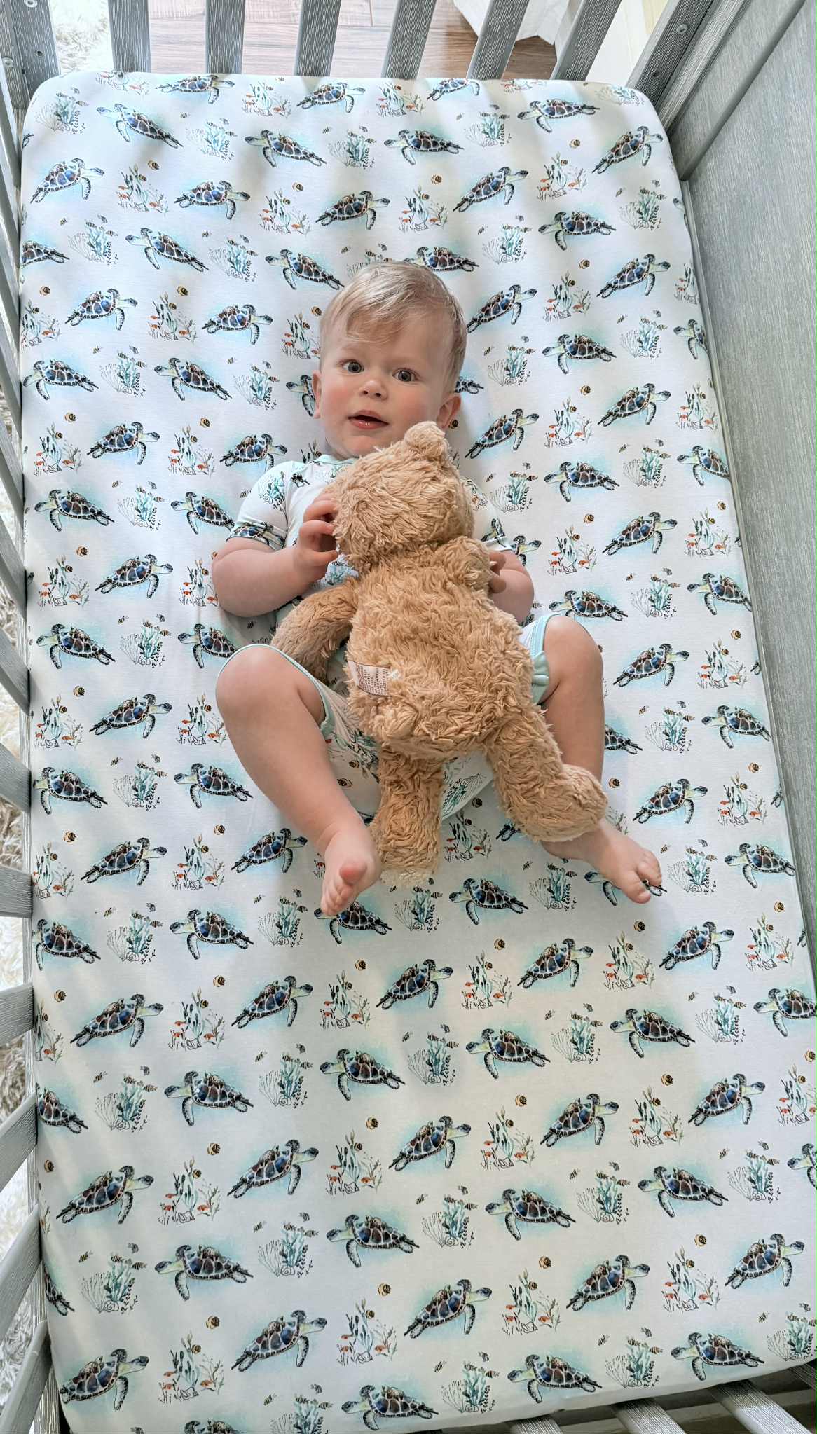 Turtally Beachin’ Crib Sheets