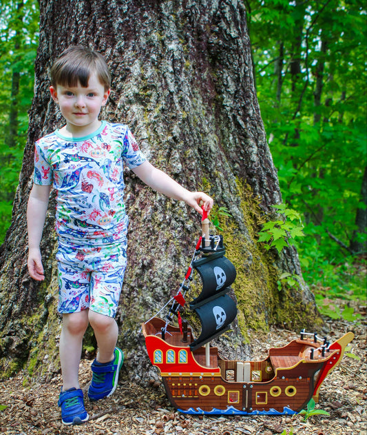 Tiny Sea Treasures Two-Piece Pajamas Short Sleeved and Shorts