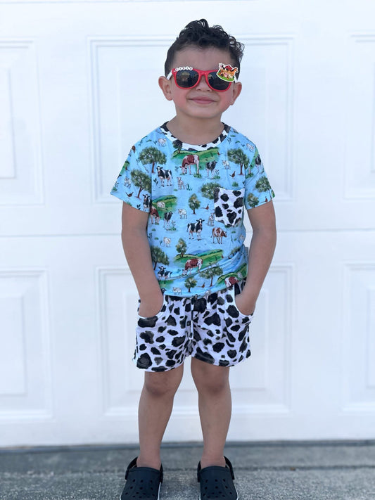 “Cows” Two-Piece Shorts Set