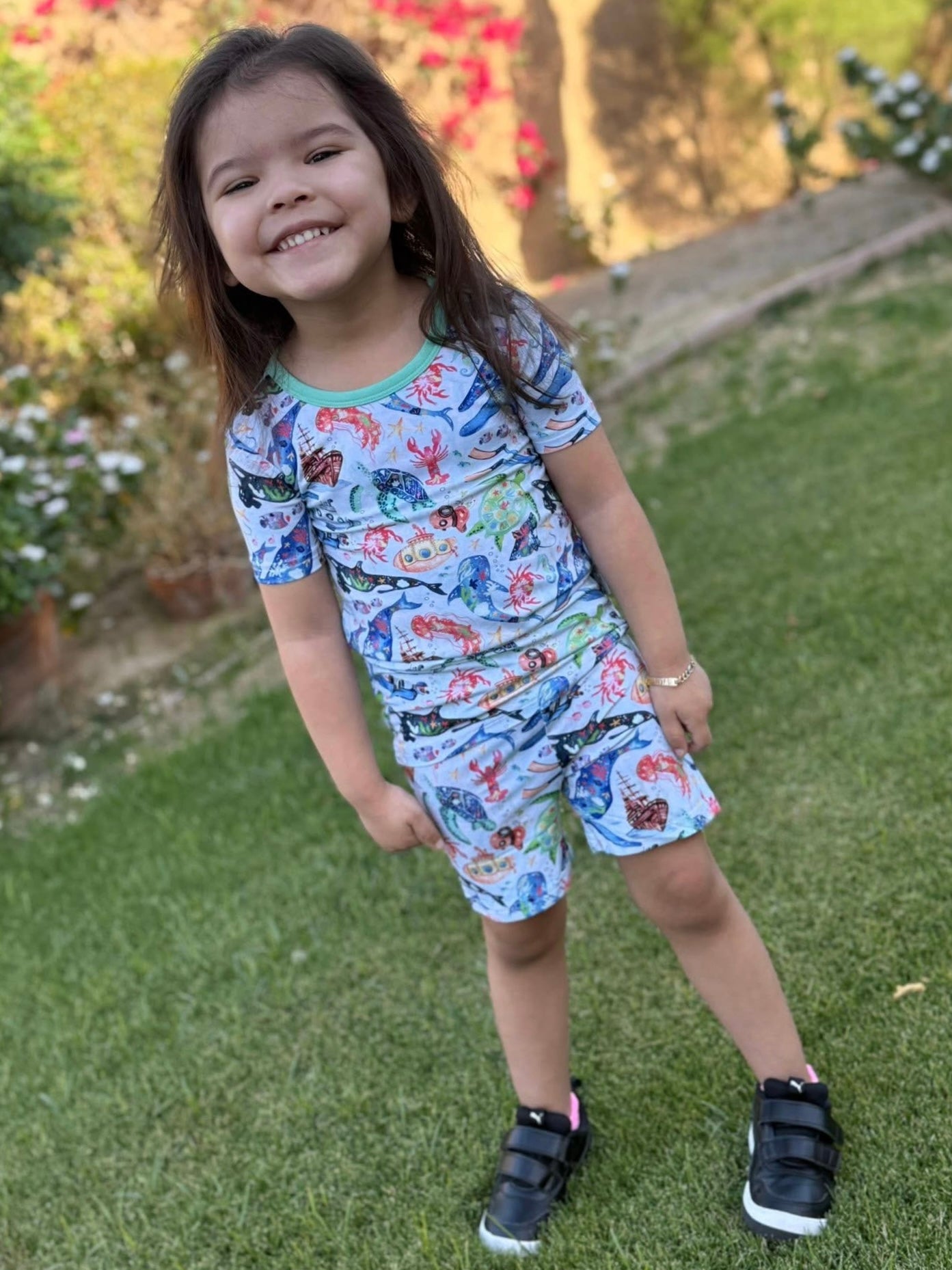 Tiny Sea Treasures Two-Piece Pajamas Short Sleeved and Shorts