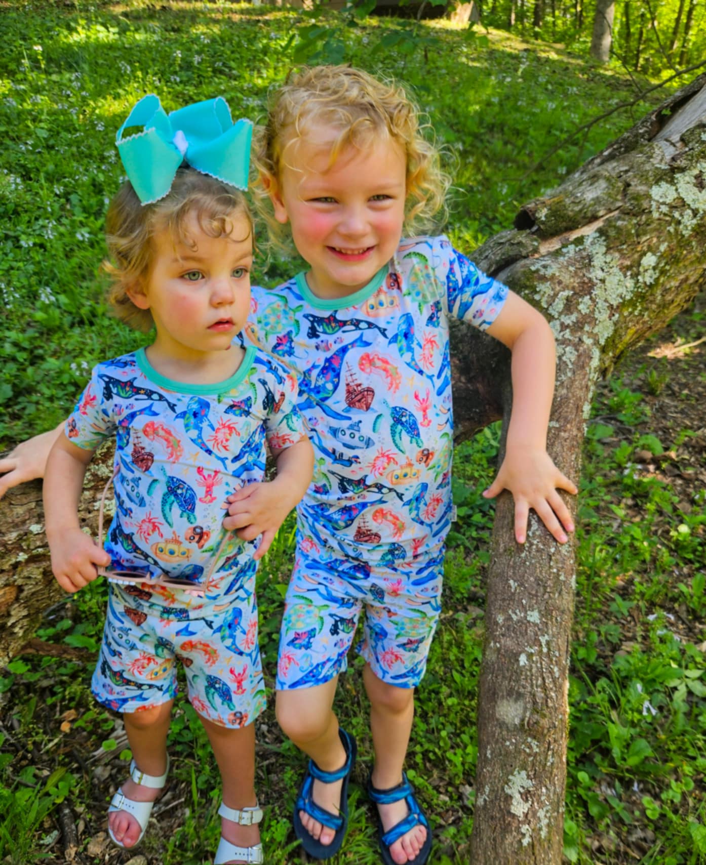 Tiny Sea Treasures Two-Piece Pajamas Short Sleeved and Shorts