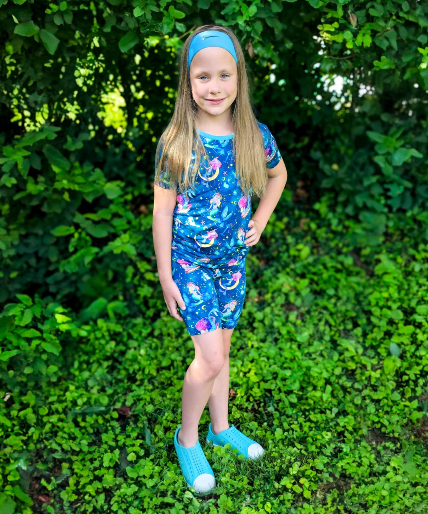 Mystical Mermaids Two-Piece Pajamas Short Sleeved and Shorts
