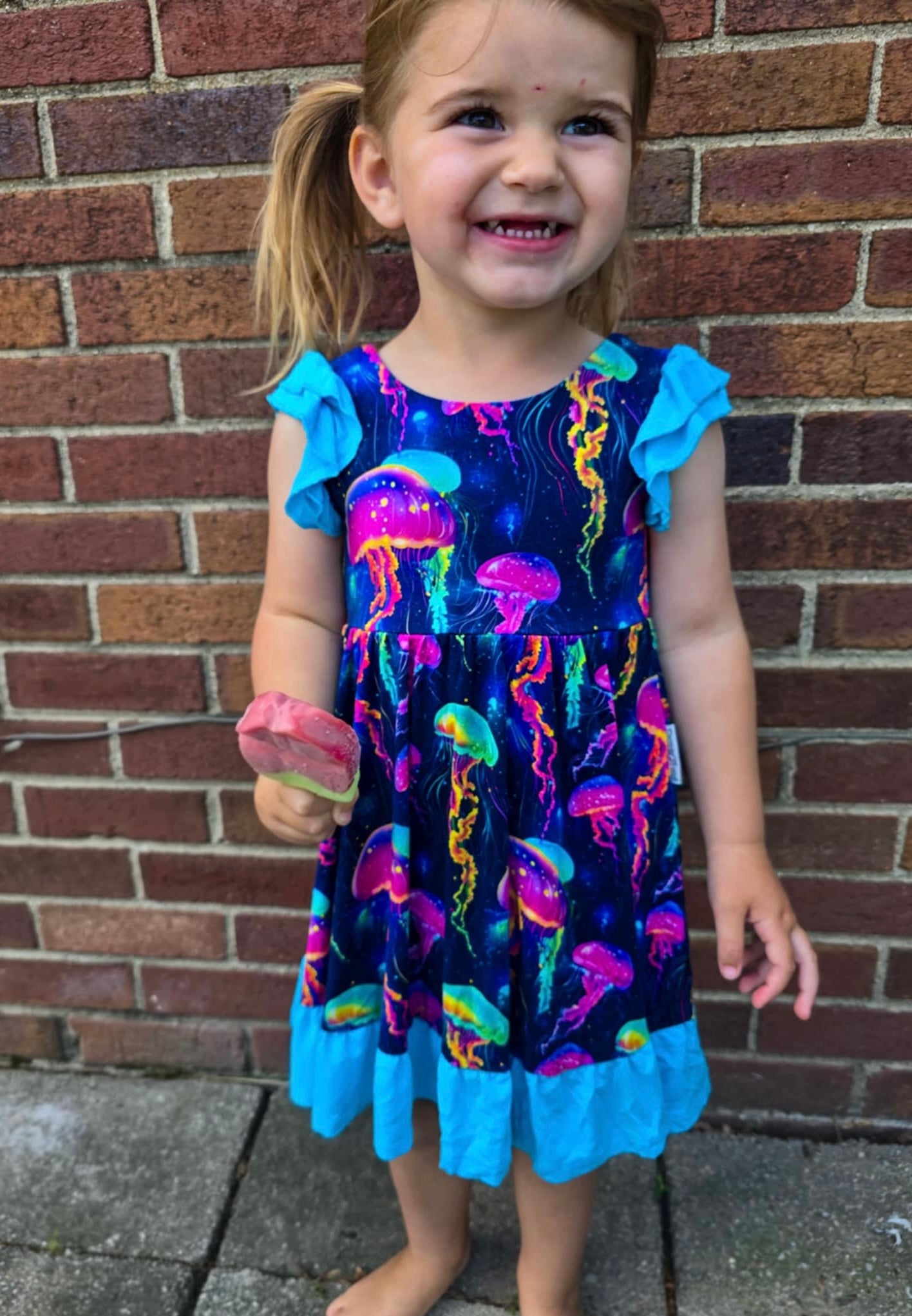Jellyfish Glow Twirl with Bow Back and Biker Shorts Set
