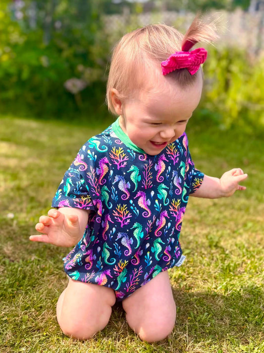“Seahorse Lagoon” Bubble Romper