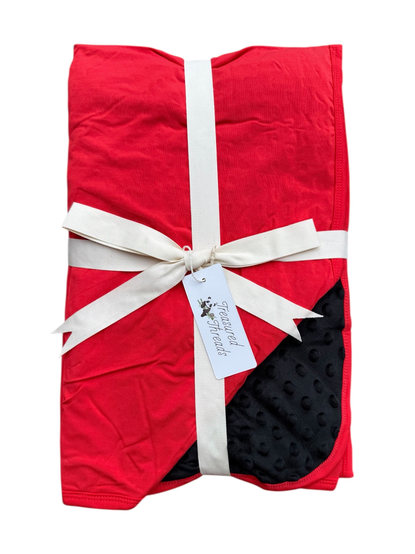 Red Quilted Blanket with black plush minky backing