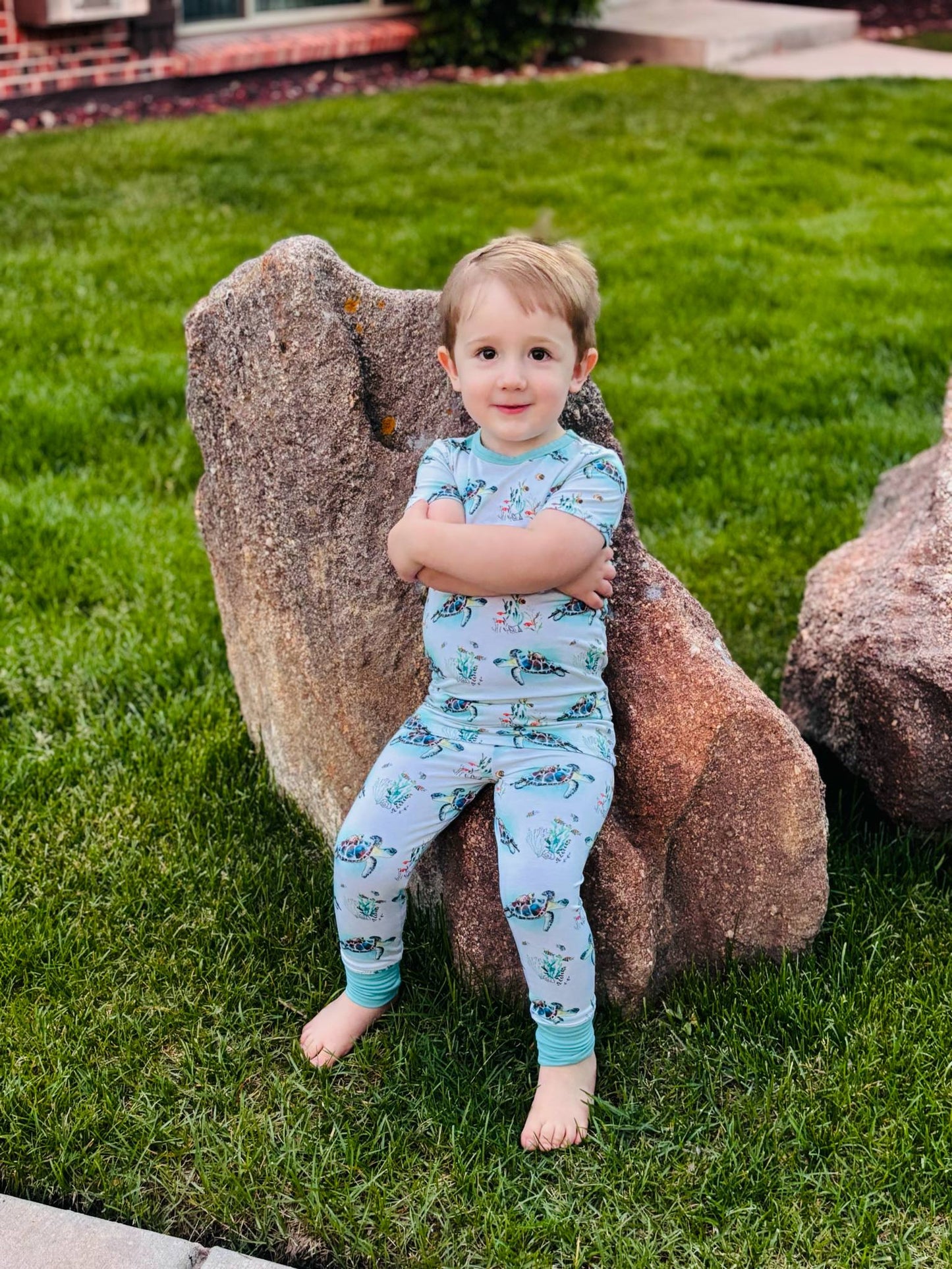 Turtally Beachin’ Two-Piece Pajamas Short Sleeved and Pants
