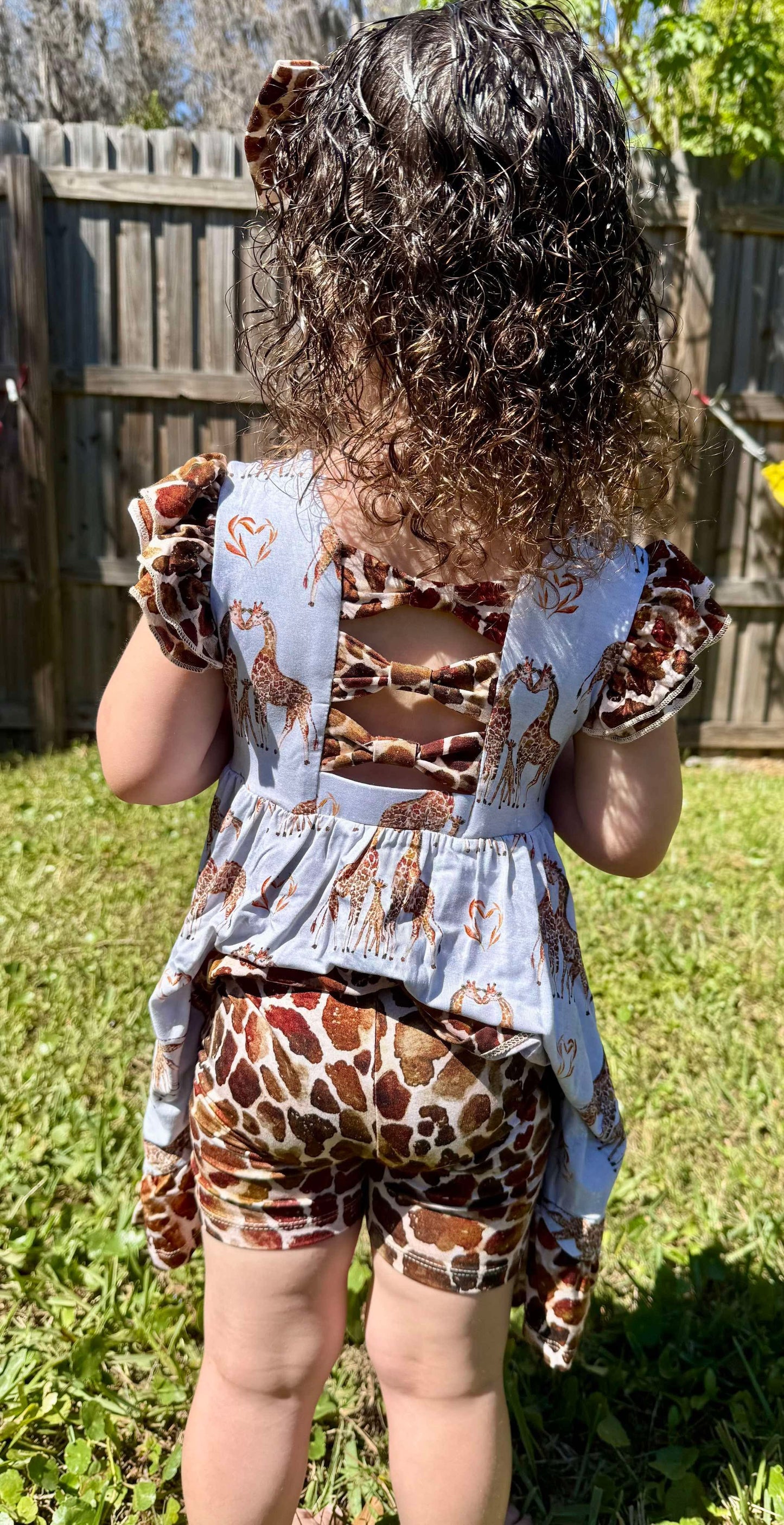 “You Bet Giraffe I’m Cute” Twirl with Biker Shorts Set