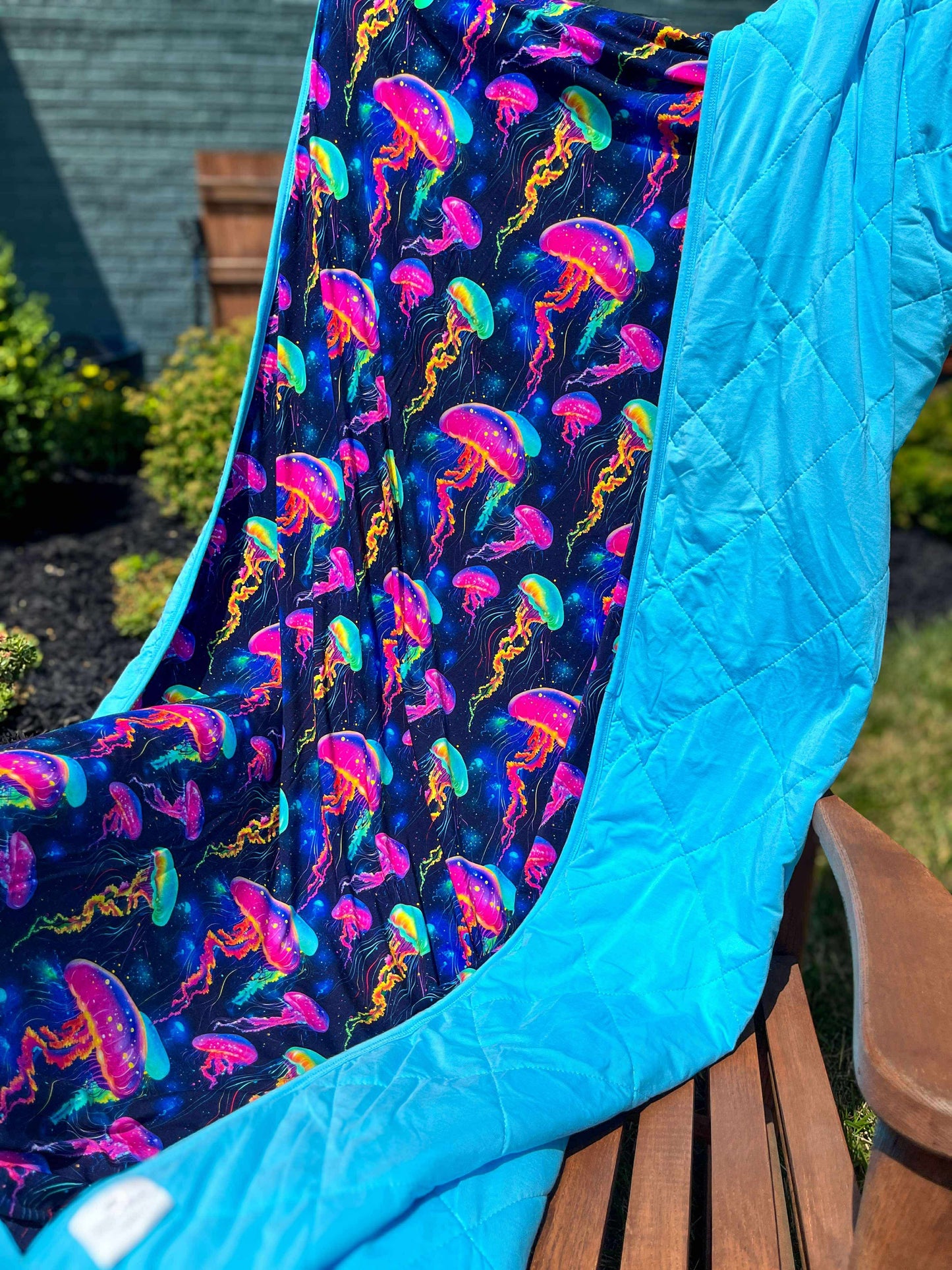 Jellyfish Glow Quilted Blanket