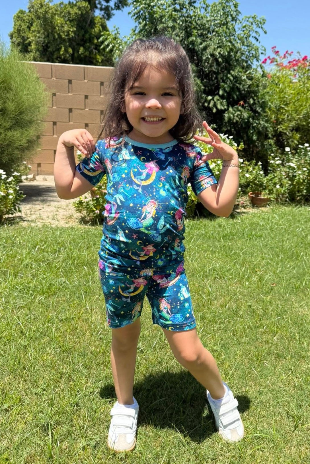 Mystical Mermaids Two-Piece Pajamas Short Sleeved and Shorts