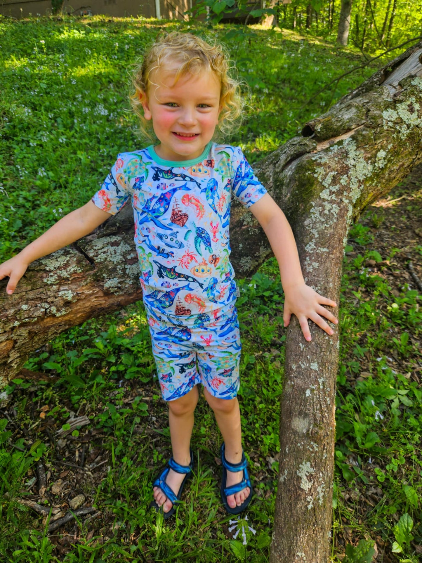 Tiny Sea Treasures Two-Piece Pajamas Short Sleeved and Shorts