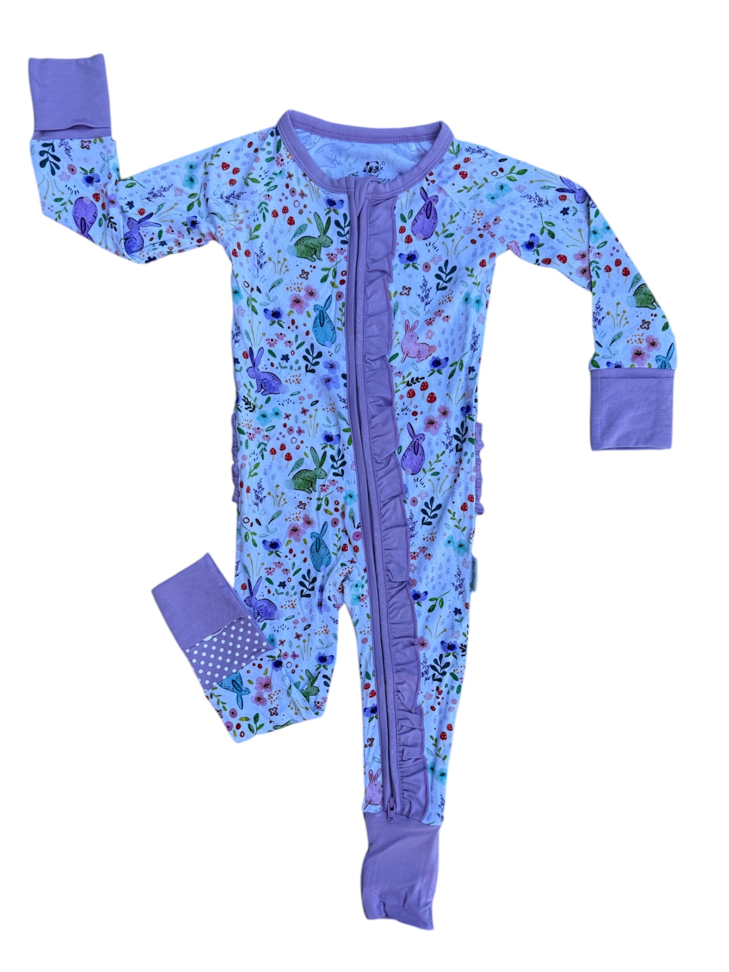 Watercolor Bunnies Ruffle Zippy