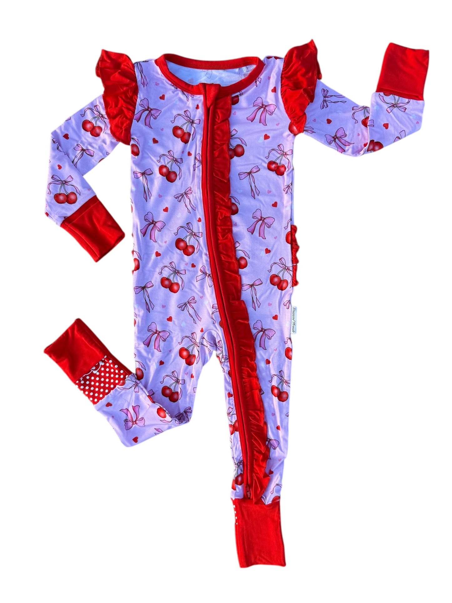 “Cherry Bow Bliss” Ruffle Zippy