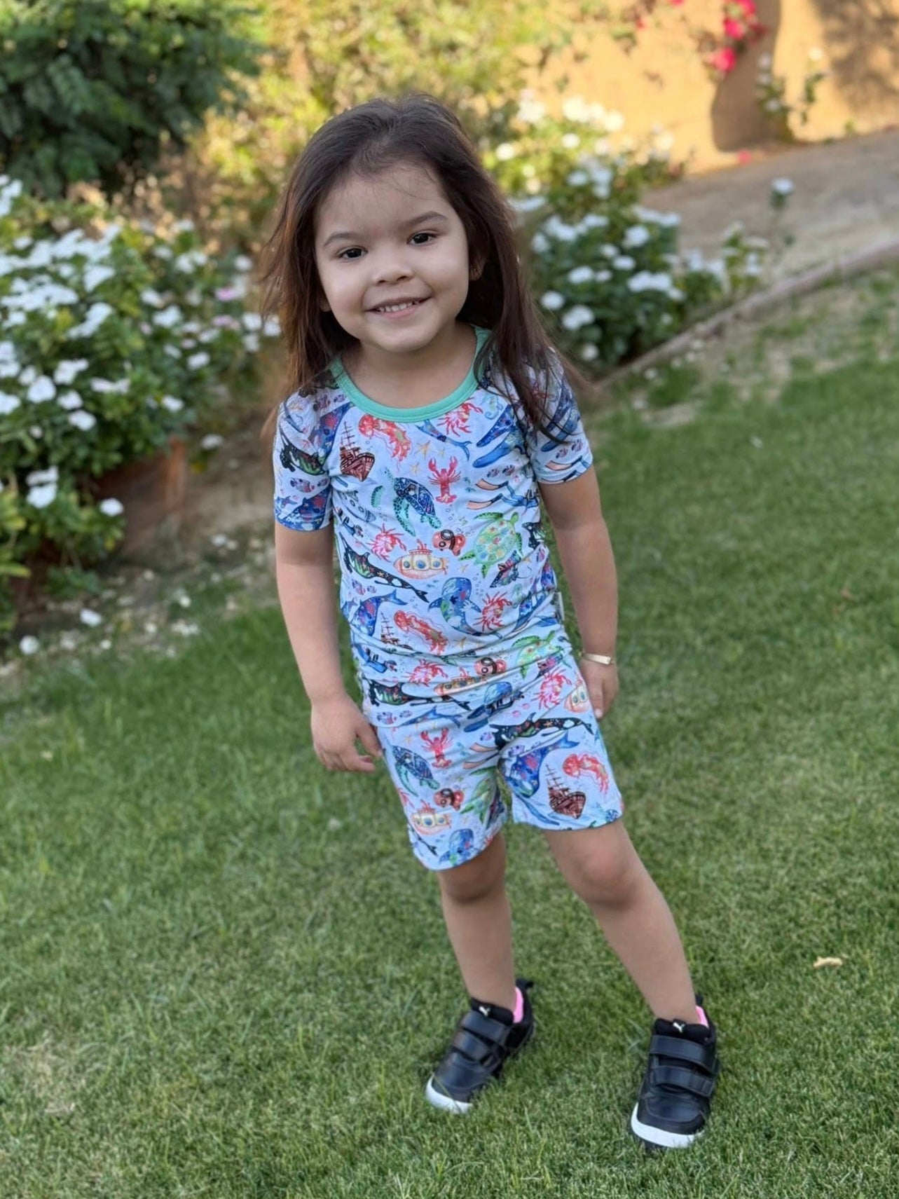 Tiny Sea Treasures Two-Piece Pajamas Short Sleeved and Shorts