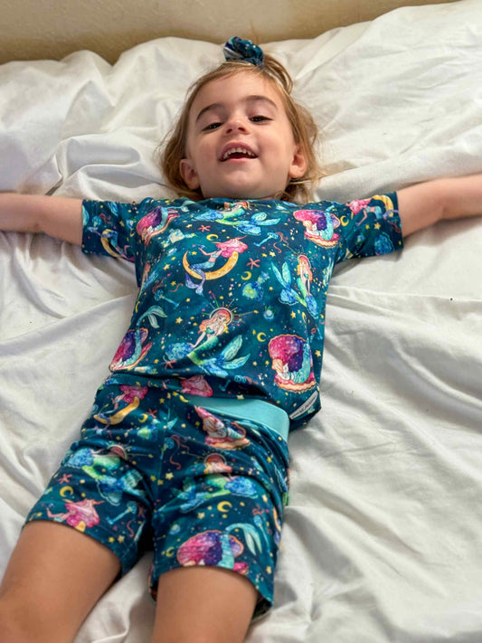 Mystical Mermaids Two-Piece Pajamas Short Sleeved and Shorts