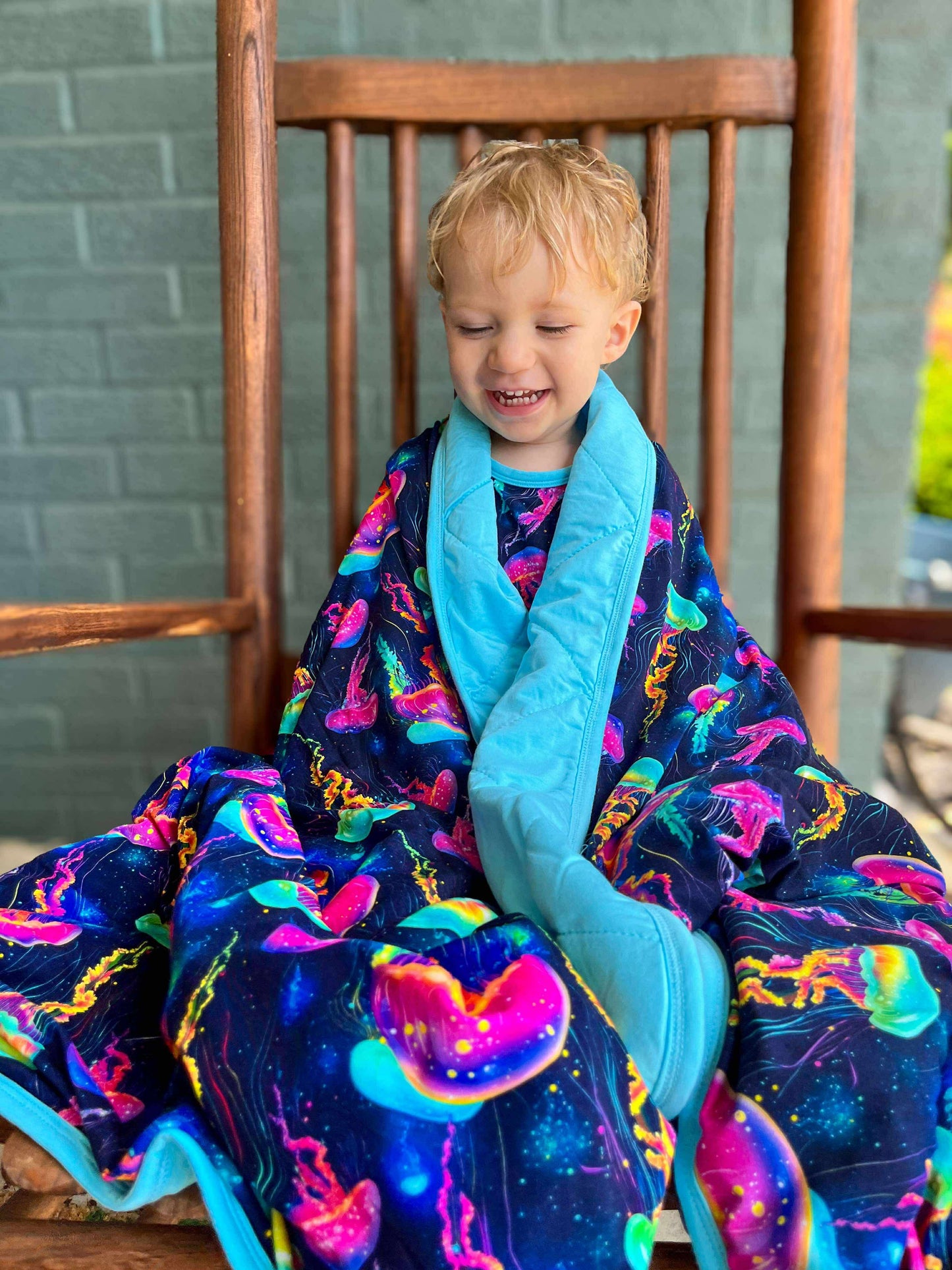 Jellyfish Glow Quilted Blanket