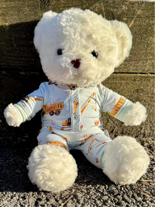 “Excavator Eggstravaganza” Doll Romper