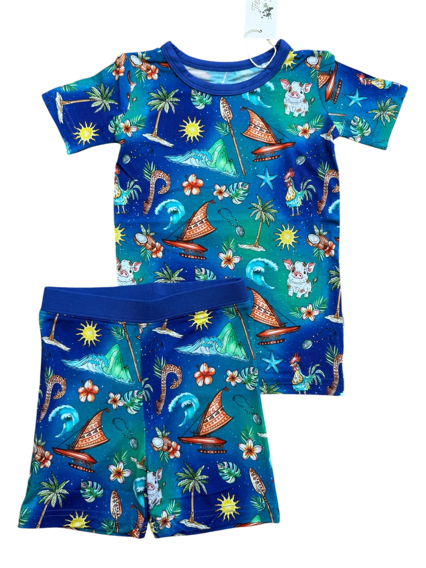 “Oceans Calling” Two-Piece Pajamas Short Sleeved and Shorts