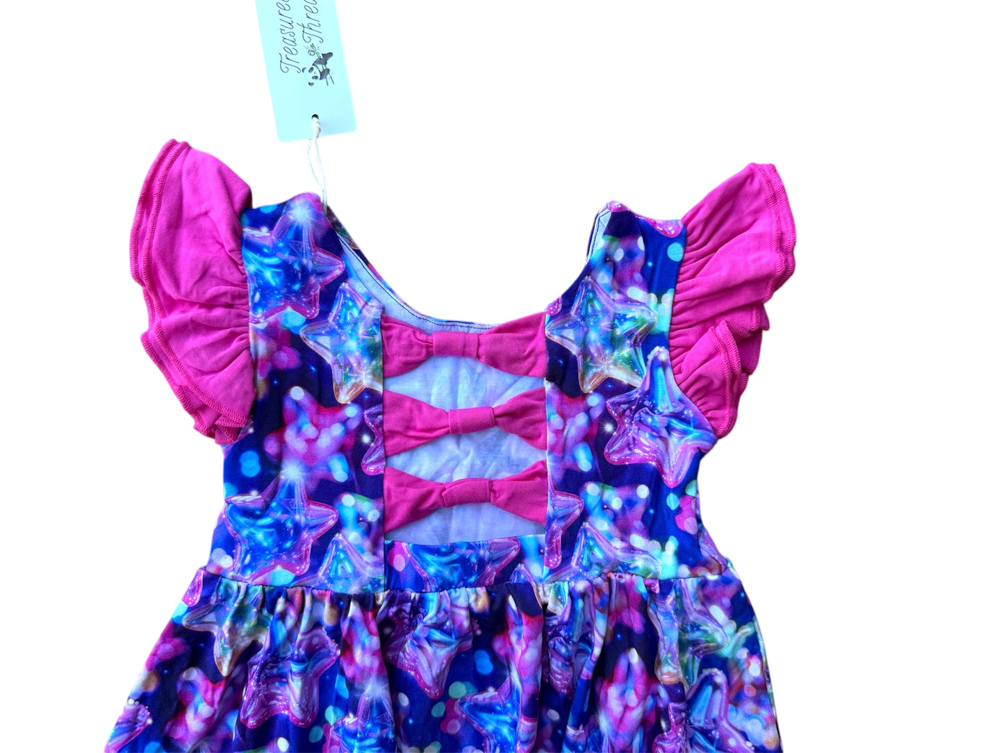 “Cosmic Burst” Twirl with Bow Back and Biker Shorts Set