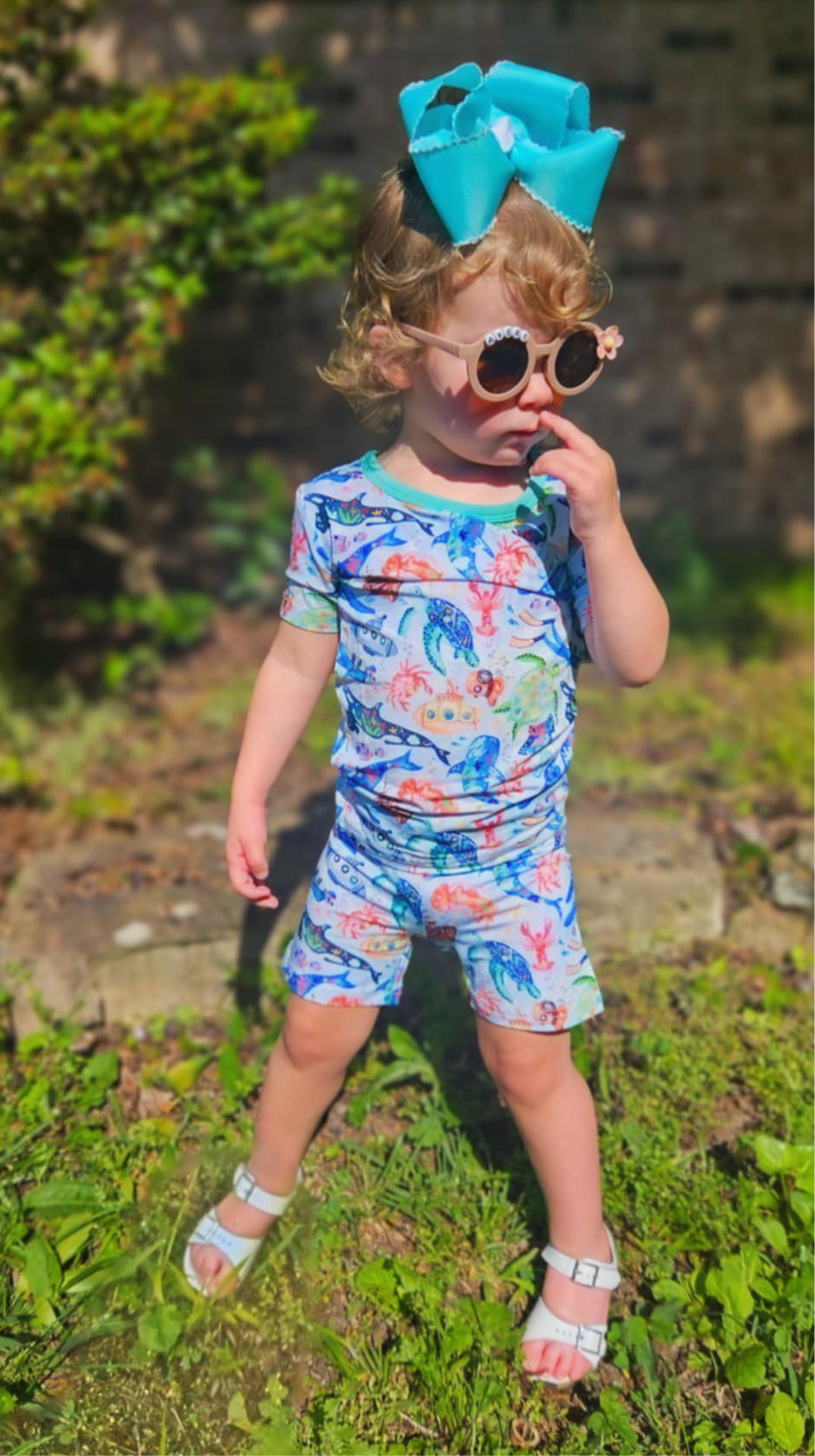 Tiny Sea Treasures Two-Piece Pajamas Short Sleeved and Shorts