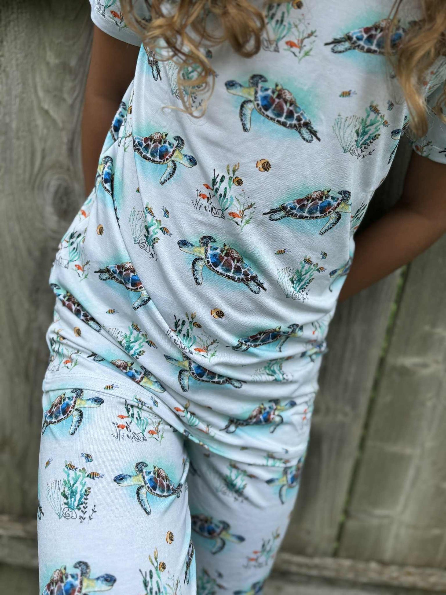 Turtally Beachin’ Two-Piece Pajamas Short Sleeved and Pants
