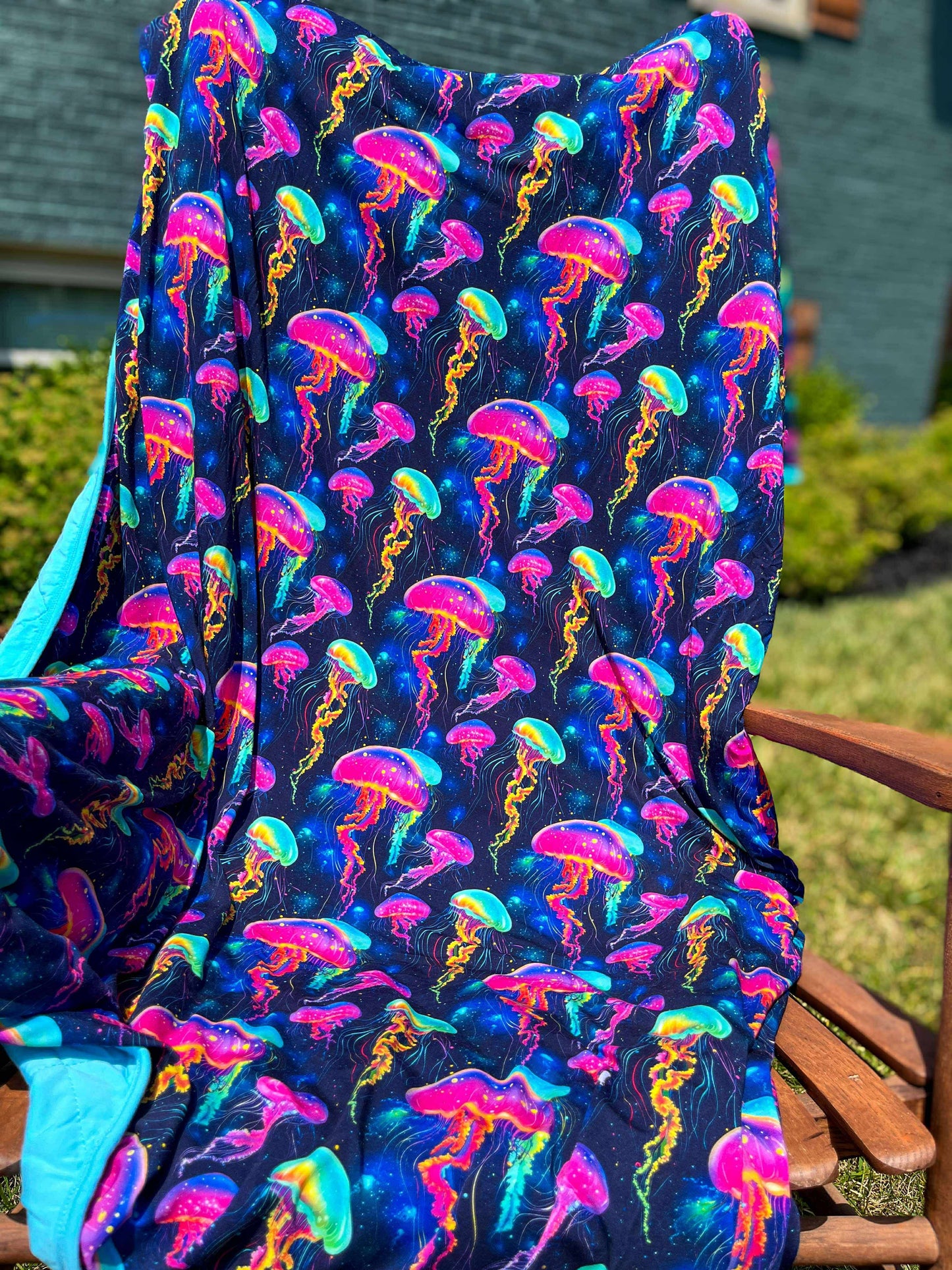 Jellyfish Glow Quilted Blanket