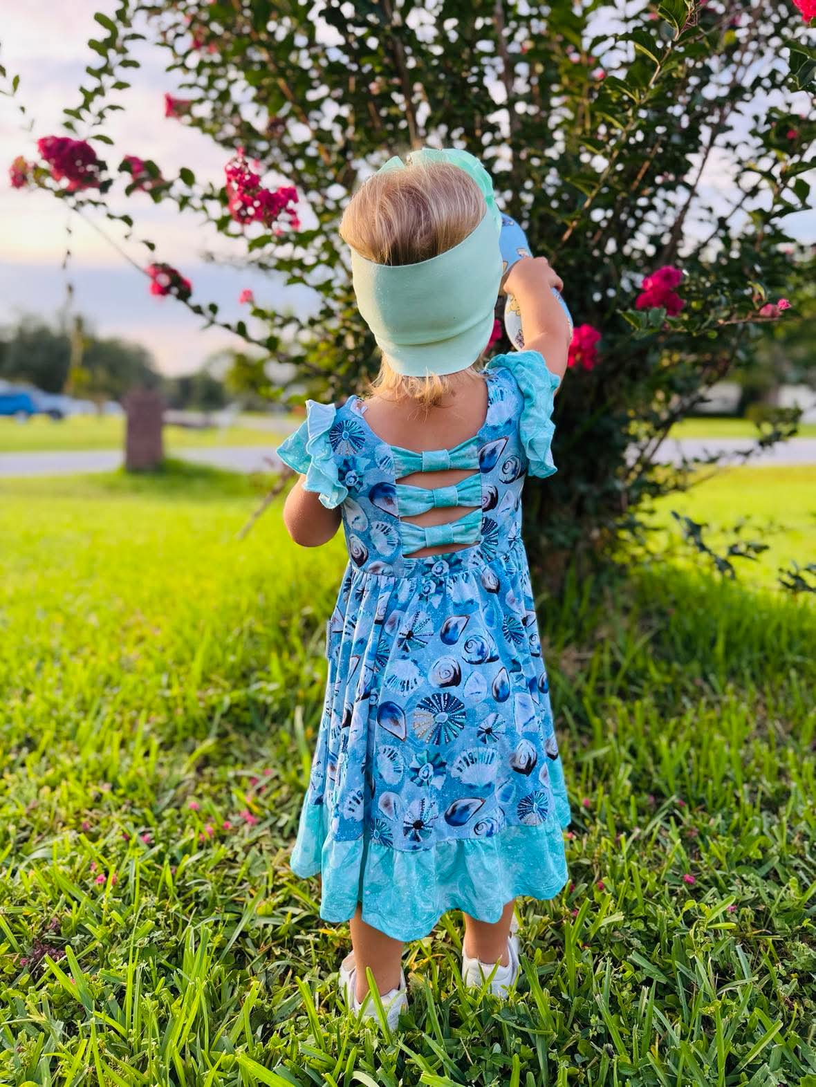 Shell Yeah Twirl with Bow Back and Biker Shorts Set