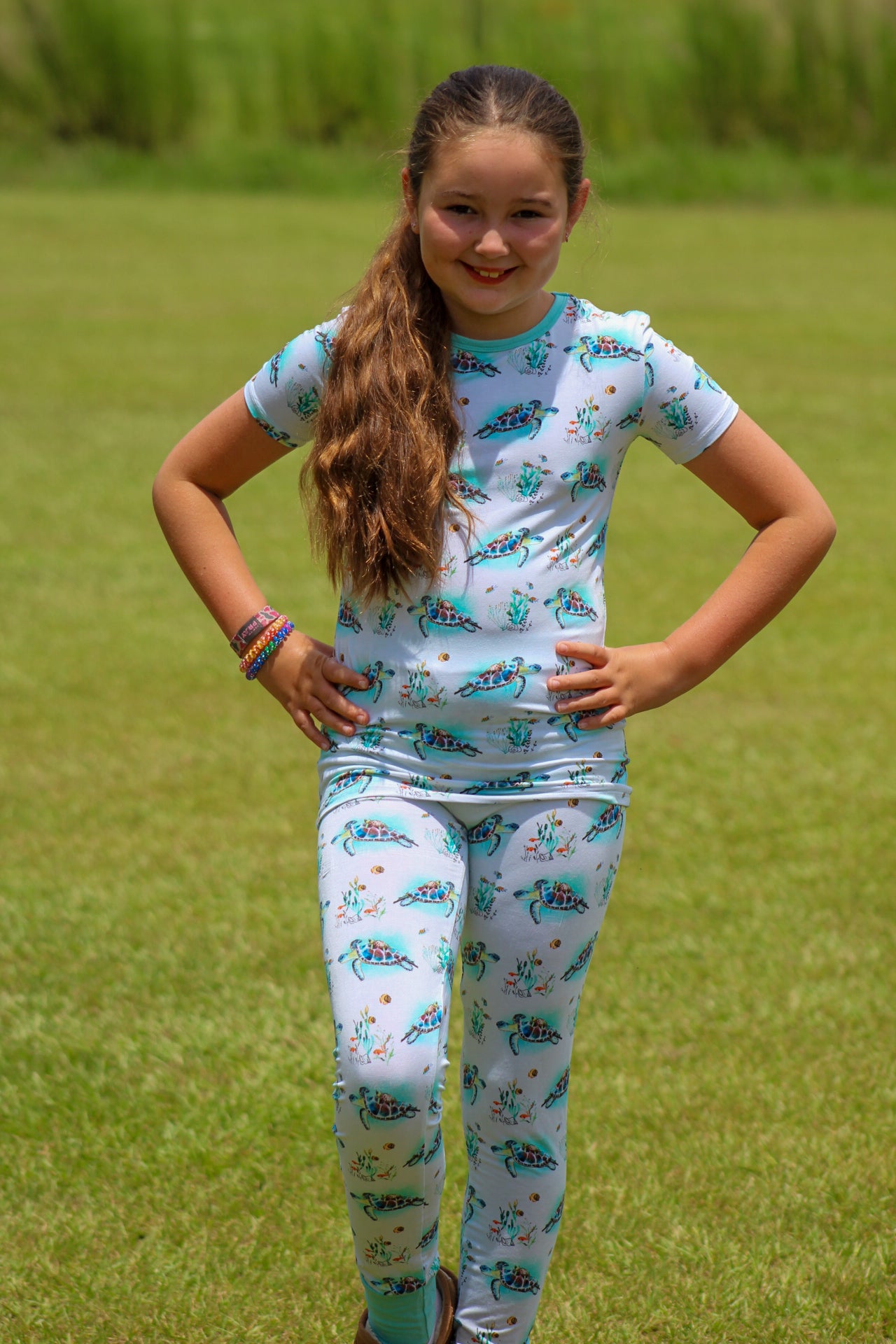 Turtally Beachin’ Two-Piece Pajamas Short Sleeved and Pants