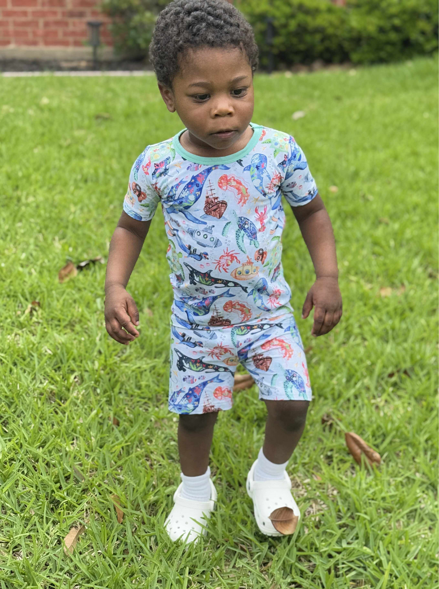 Tiny Sea Treasures Two-Piece Pajamas Short Sleeved and Shorts