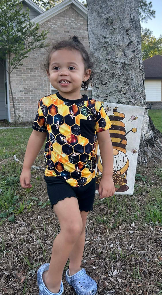 "Bee Happy" Pocket T-Shirt