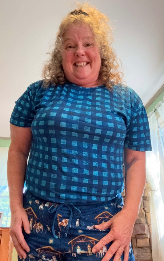 O Holy Night Blue Checked Woman’s Shirt