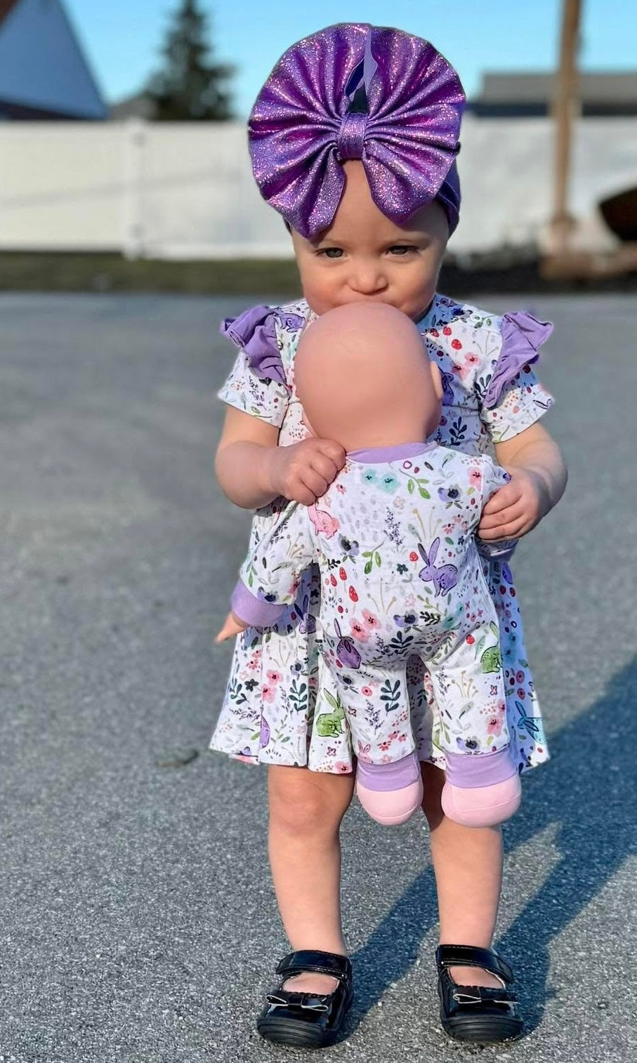 Watercolor Bunnies Doll Romper