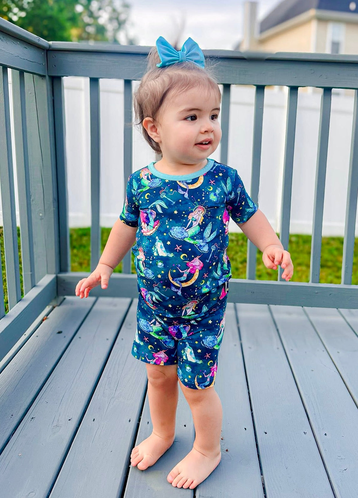 Mystical Mermaids Two-Piece Pajamas Short Sleeved and Shorts