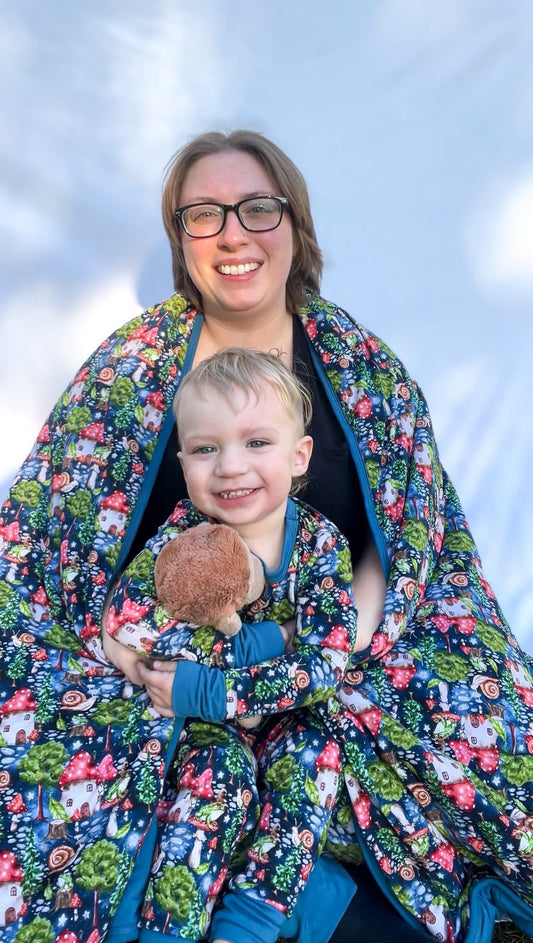 “Enchanted Mushroom Forest” Quilted Blanket
