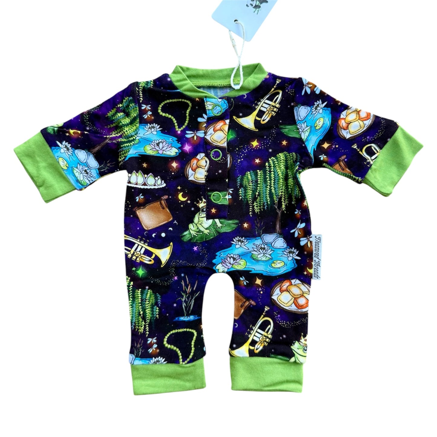 “Fireflies & Frog Kisses” Doll Romper