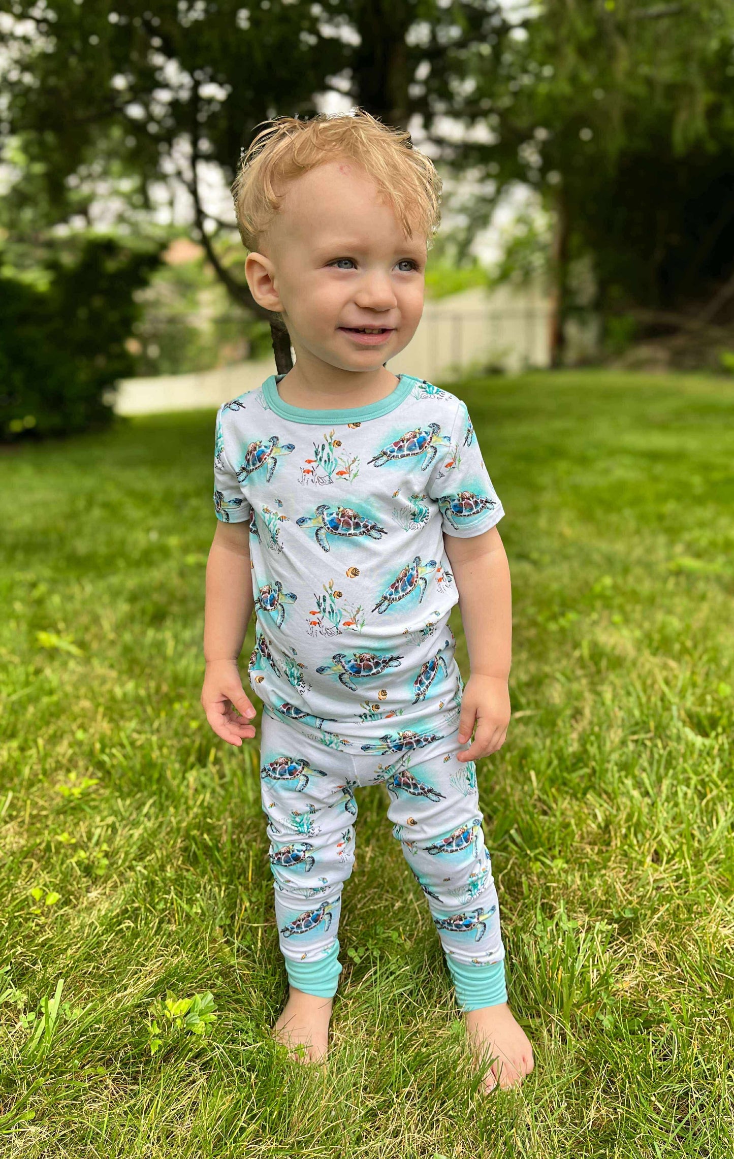 Turtally Beachin’ Two-Piece Pajamas Short Sleeved and Pants
