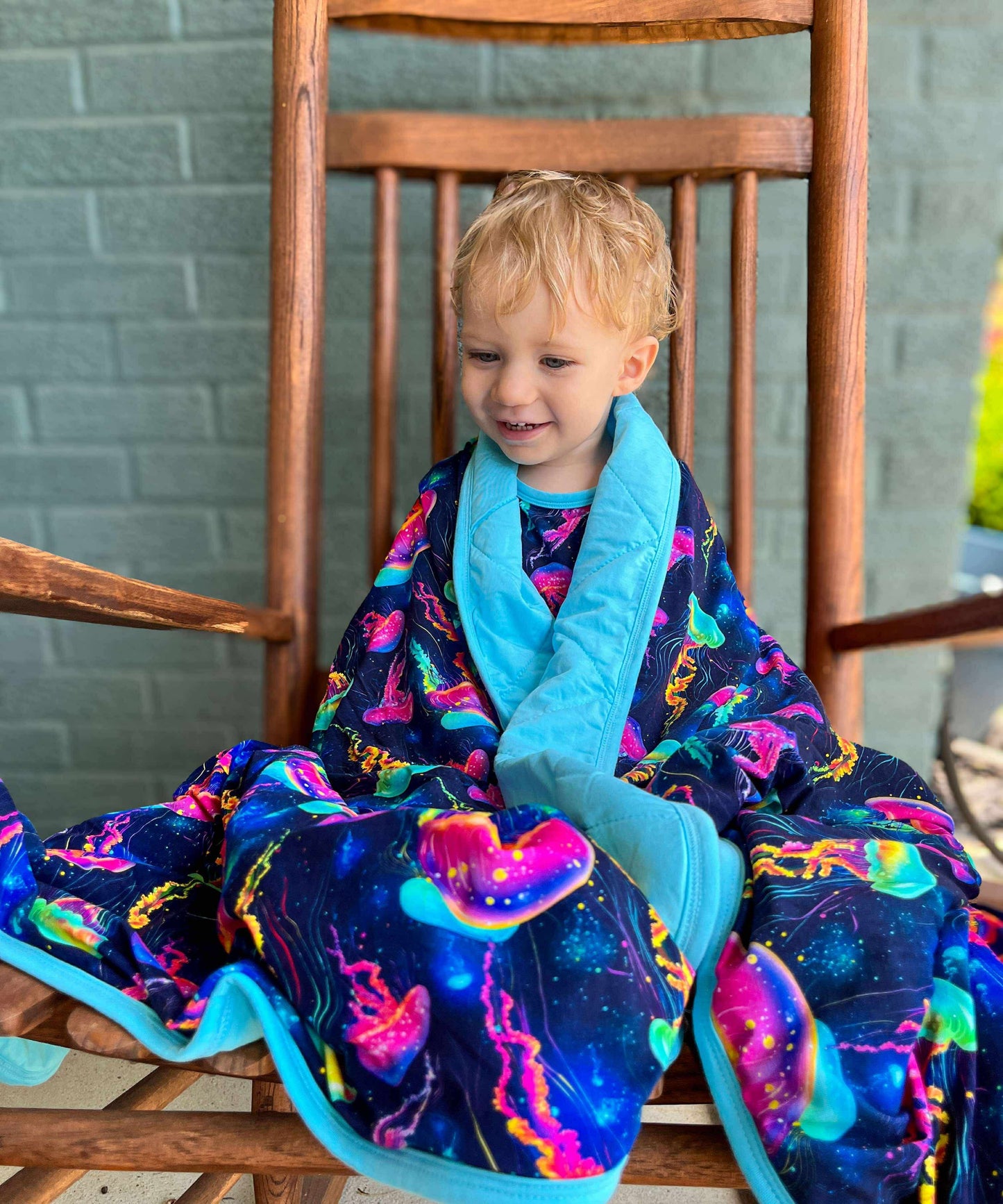 Jellyfish Glow Quilted Blanket