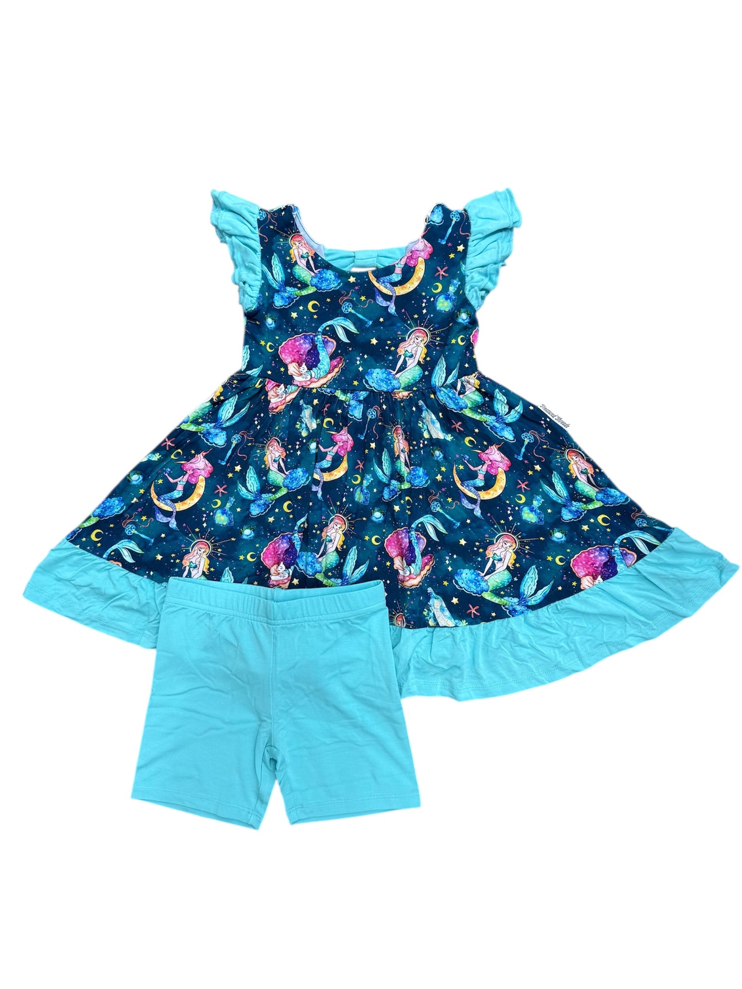 Mystical Mermaids Twirl with Biker Shorts Set