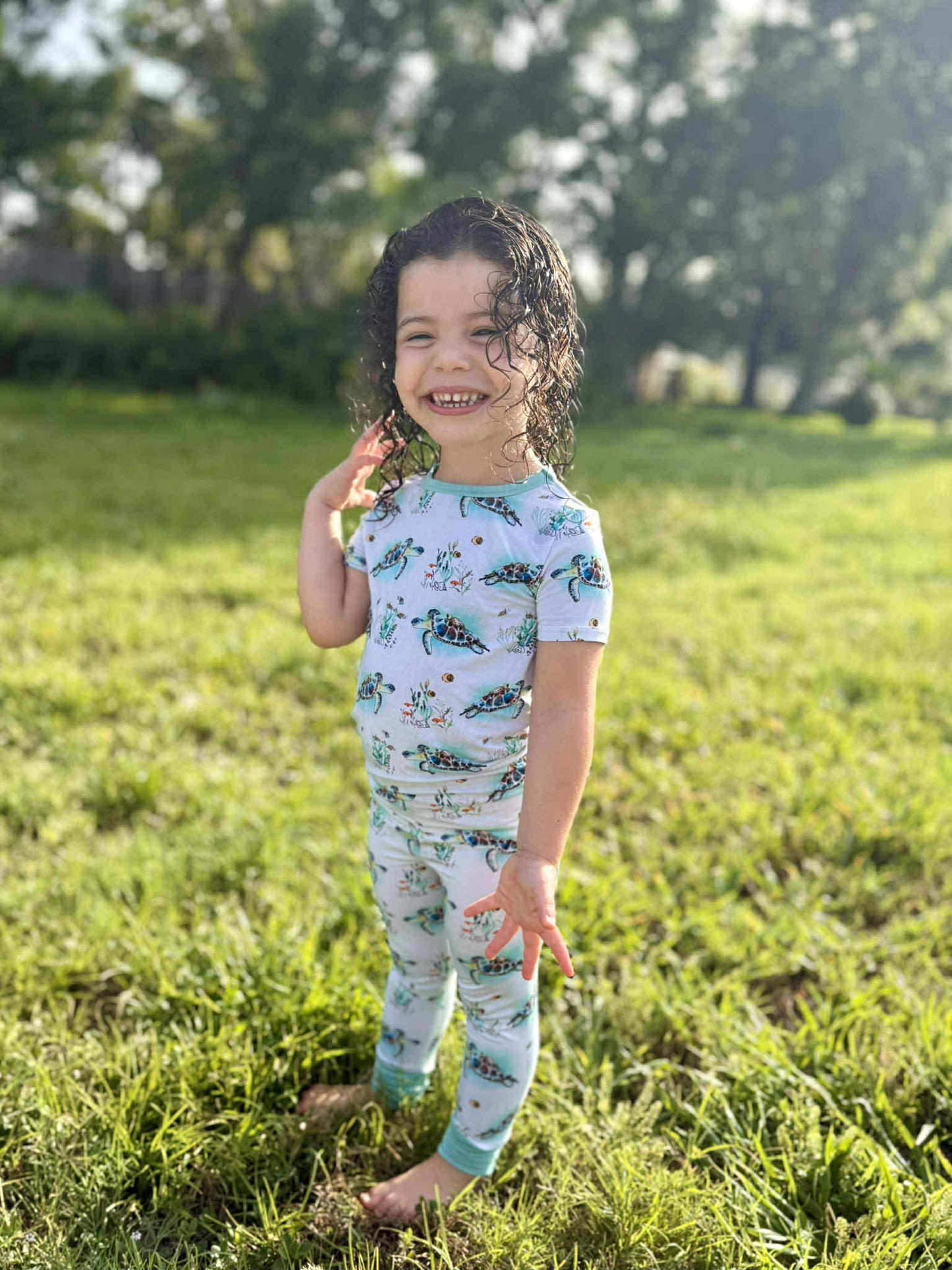 Turtally Beachin’ Two-Piece Pajamas Short Sleeved and Pants