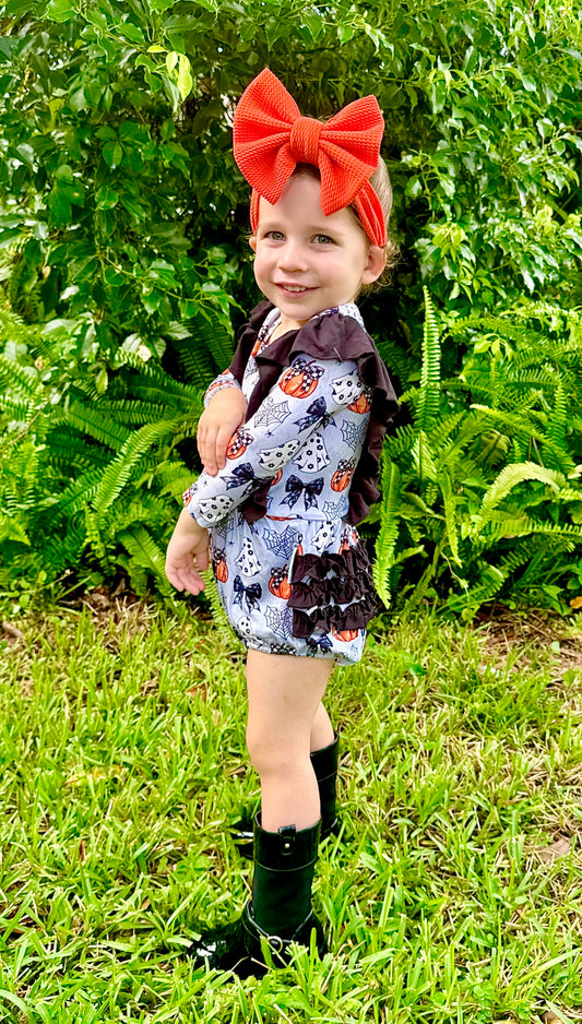 āBoos and Bowsā Ruffled Bubble Romper
