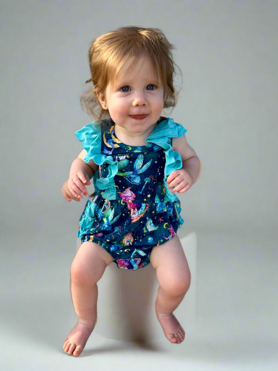 Mystical Mermaids Ruffled Bubble Romper