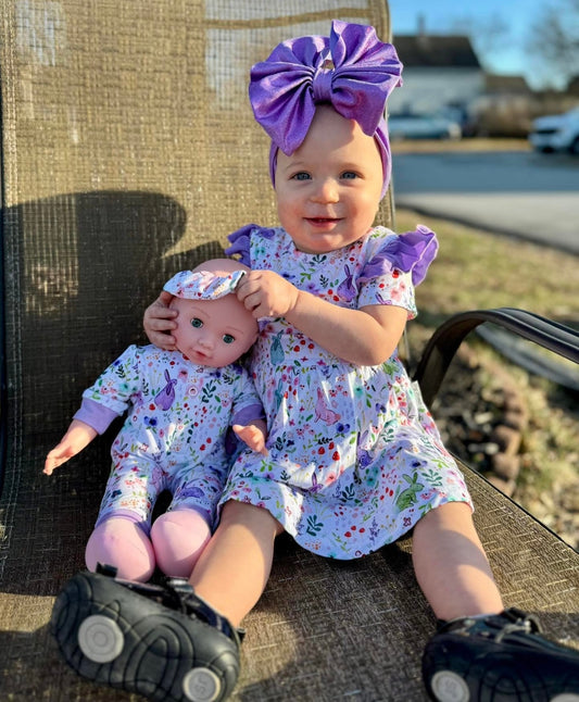 Watercolor Bunnies Doll Romper