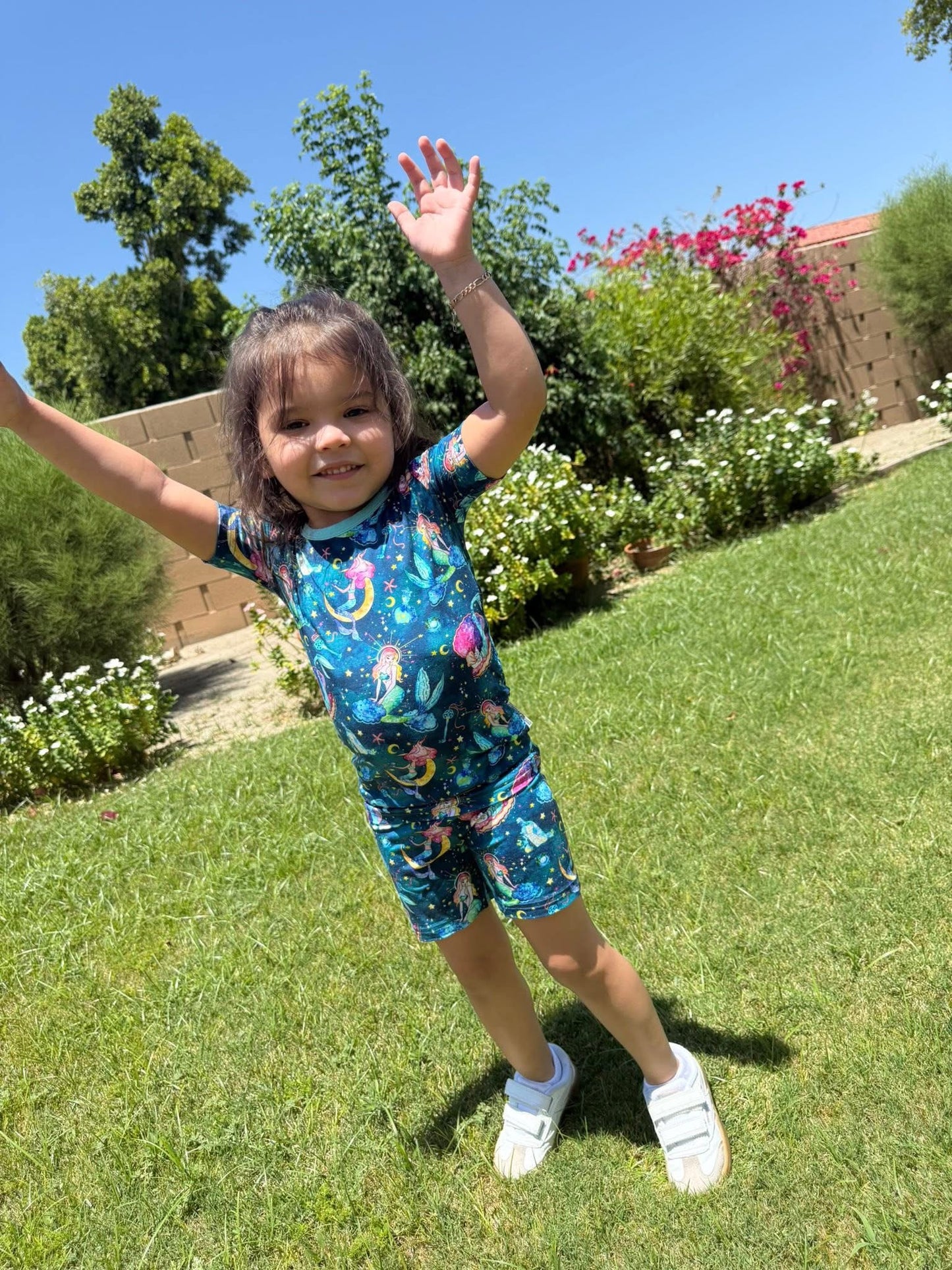 Mystical Mermaids Two-Piece Pajamas Short Sleeved and Shorts