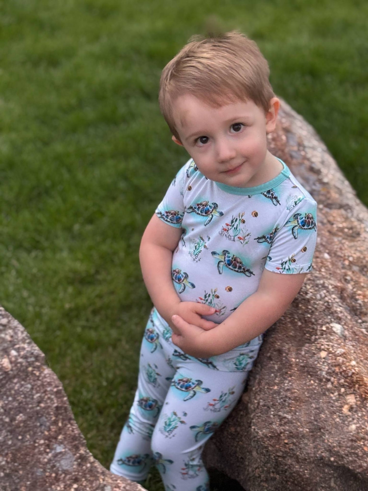 Turtally Beachin’ Two-Piece Pajamas Short Sleeved and Pants