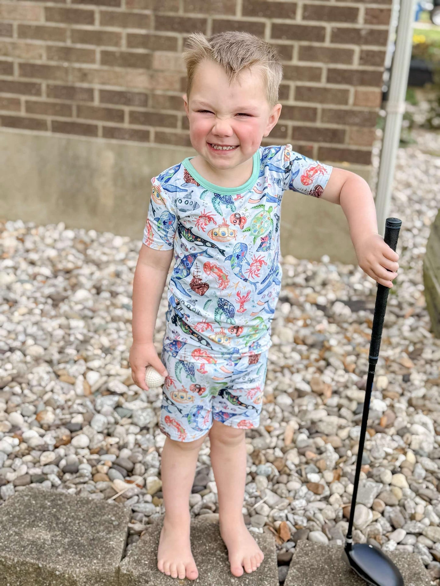 Tiny Sea Treasures Two-Piece Pajamas Short Sleeved and Shorts
