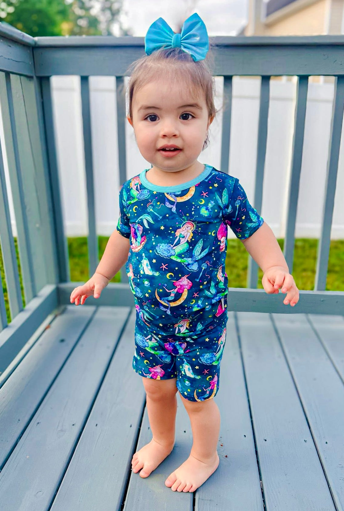 Mystical Mermaids Two-Piece Pajamas Short Sleeved and Shorts