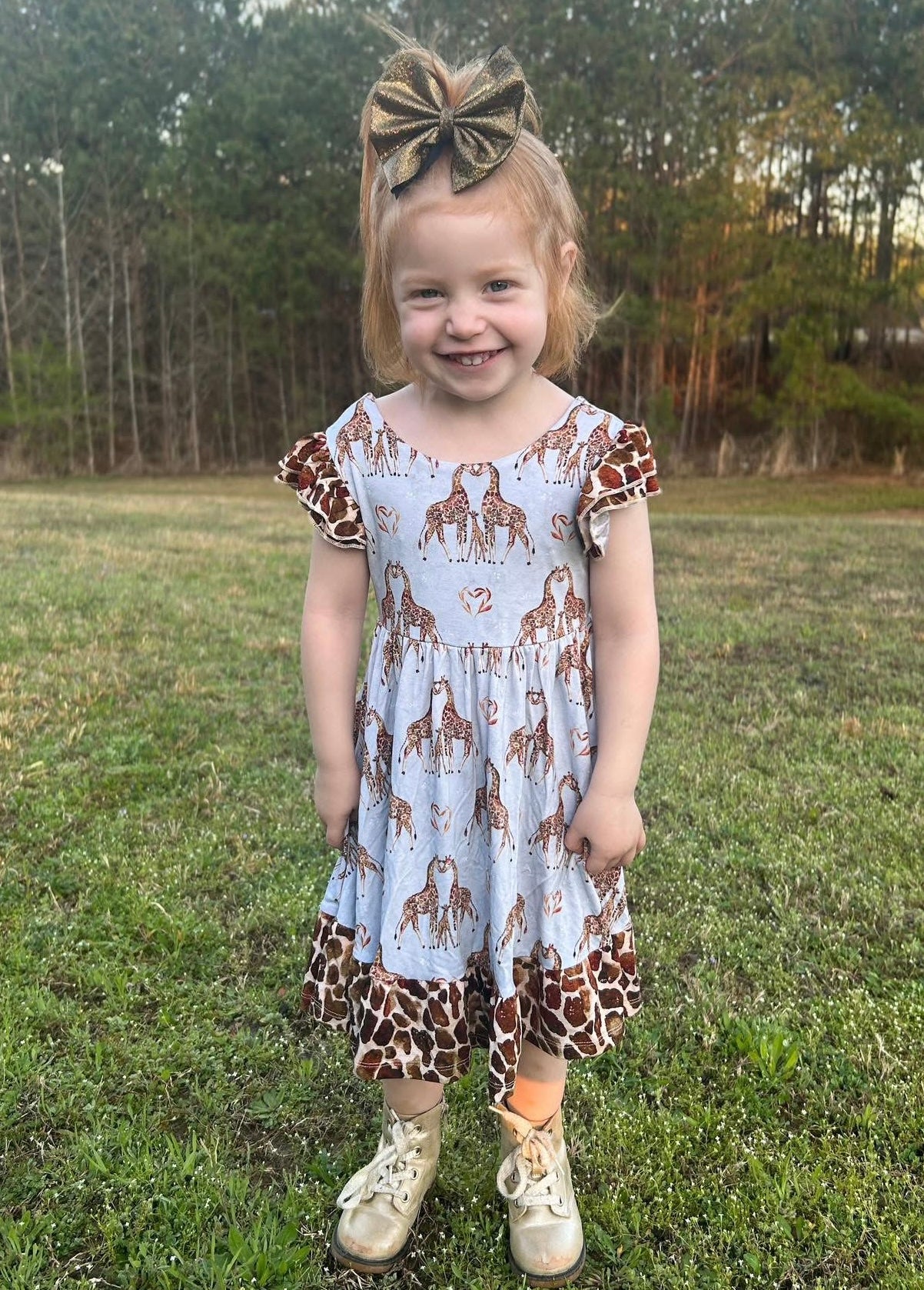 “You Bet Giraffe I’m Cute” Twirl with Biker Shorts Set