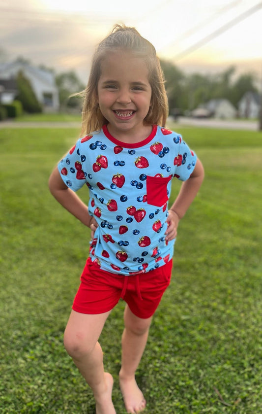 Berry Sweet Two-Piece Shorts Set