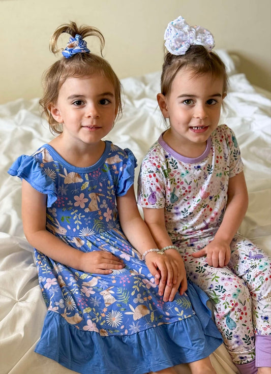 Watercolor Bunnies Two-Piece Pajamas