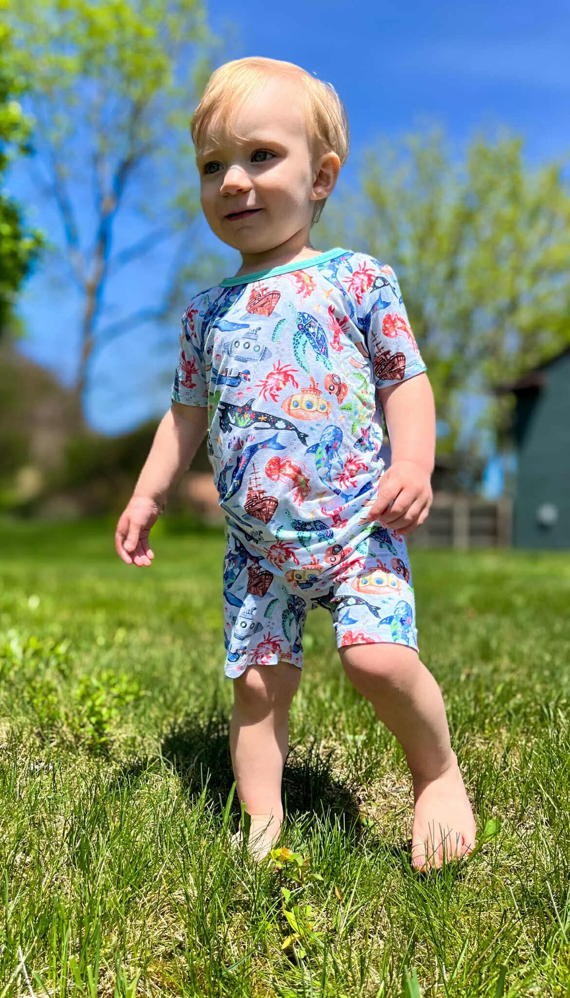 Tiny Sea Treasures Two-Piece Pajamas Short Sleeved and Shorts
